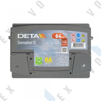 Аккумулятор Deta Senator 3 Carbon Boost 64Ah R+ 640A